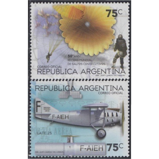 Argentina 2112/13 1999 Quincuagésimo aniversario del récord mundial en saltos consecutivos MNH Argentina 2112/13 1999 Quincuagésimo aniversario del récord mundial en saltos consecutivos MNH