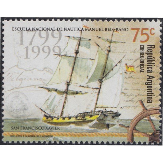Argentina 2123 1999 200 Años de la escuela de navegación Manuel Belgrano MNH Argentina 2123 1999 200 Años de la escuela de navegación Manuel Belgrano MNH