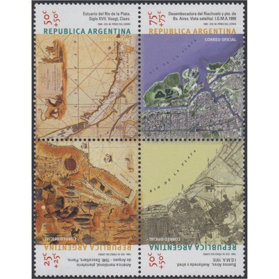 Argentina 2124/27 1999 Cartografía MNH Argentina 2124/27 1999 Cartografía MNH