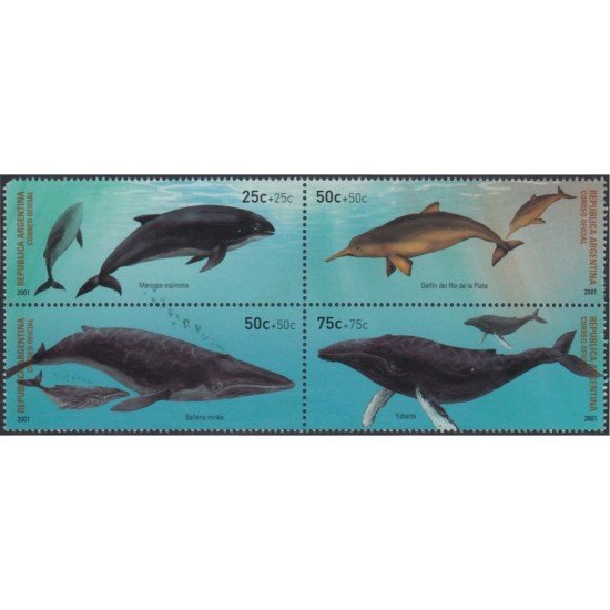 Argentina 2246/49 2001 Fauna Cetáceos MNH Argentina 2246/49 2001 Fauna Cetáceos MNH