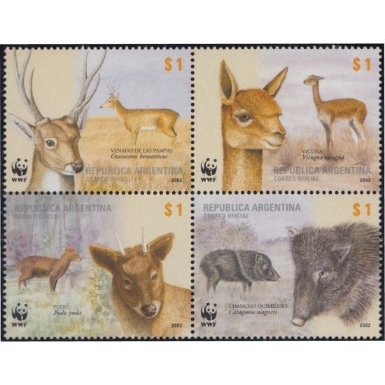 Argentina 2320/23 2002 Fauna Protección de la Naturaleza Venado MNH