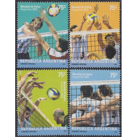 Argentina 2338/41 2002 Campeonato del mundo de Voleibol MNH Argentina 2338/41 2002 Campeonato del mundo de Voleibol MNH