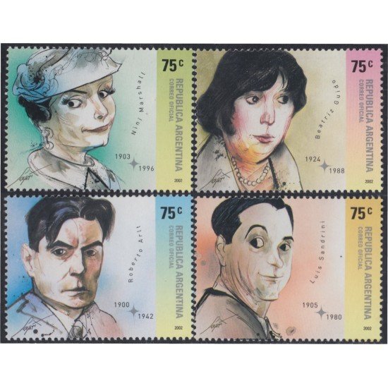 Argentina 2347/50 2002 Personalidades Nini Marshall Roberto Arlt MNH Argentina 2347/50 2002 Personalidades Nini Marshall Roberto Arlt MNH