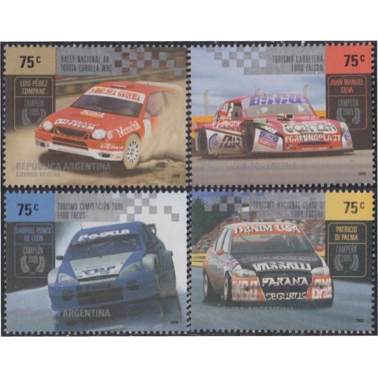 Argentina 2590/93 2006 Deportes Automovilismo nacional MNH Argentina 2590/93 2006 Deportes Automovilismo nacional MNH