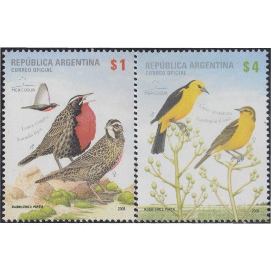 Argentina 2723/24 2008 Mercosur. Fauna Argentina MNH Argentina 2723/24 2008 Mercosur. Fauna Argentina MNH