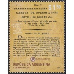Argentina 2854 2010 Bicentenario de la 1ra aparición semanal la Gazeta de Buenos Aires MNH Argentina 2854 2010 Bicentenario de la 1ra aparición semanal la Gazeta de Buenos Aires MNH