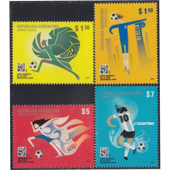 Argentina 2855/58 2010 Copa del mundo de fútbol 2010 en África del Sur MNH Argentina 2855/58 2010 Copa del mundo de fútbol 2010 en África del Sur MNH