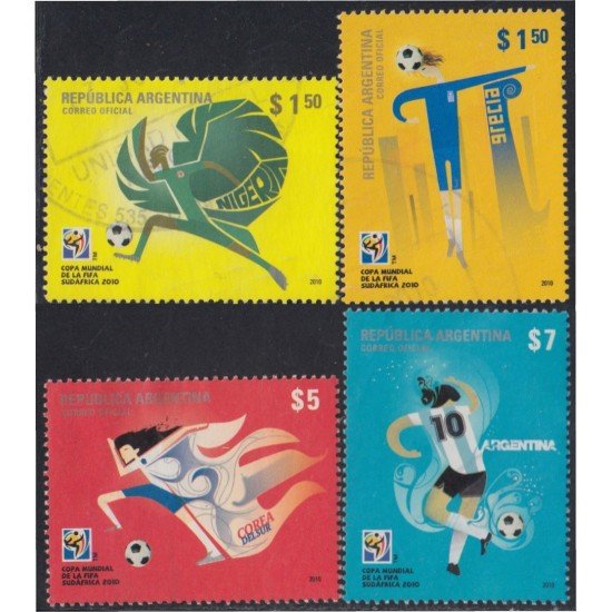 Argentina 2855/58 2010 Copa del mundo de fútbol 2010 en África del Sur usados Argentina 2855/58 2010 Copa del mundo de fútbol 2010 en África del Sur usados