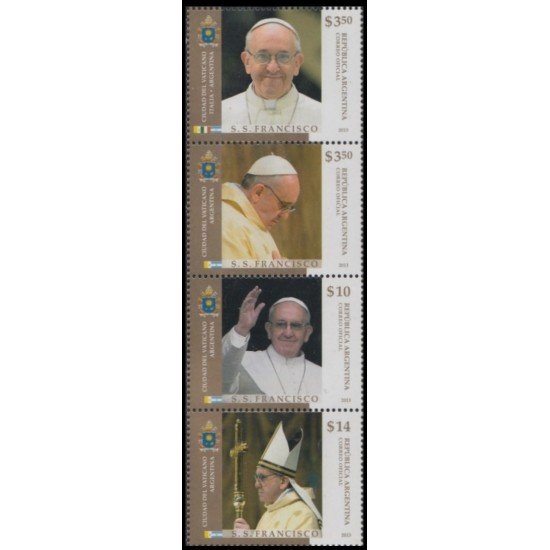 Argentina 2987/90 2013 Personalidad Su santidad Papa Francisco MNH Argentina 2987/90 2013 Personalidad Su santidad Papa Francisco MNH