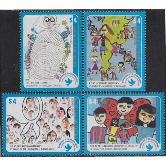 Argentina 2996/99 2013 Dibujos infantiles concurso derecho a la identidad MNH Argentina 2996/99 2013 Dibujos infantiles concurso derecho a la identidad MNH