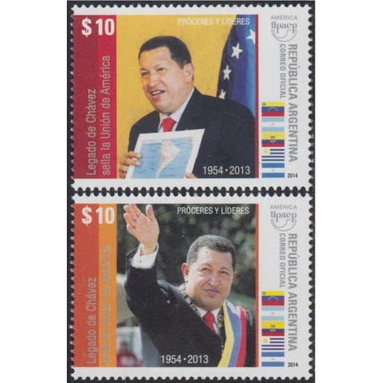 Argentina 3034/35 2013 América UPAEP Hugo Chávez MNH Argentina 3034/35 2013 América UPAEP Hugo Chávez MNH