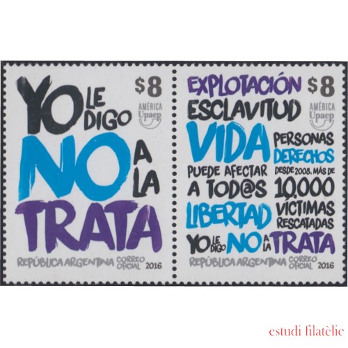 Argentina 3100/01 2016 América UPAEP Contra la esclavitud MNH