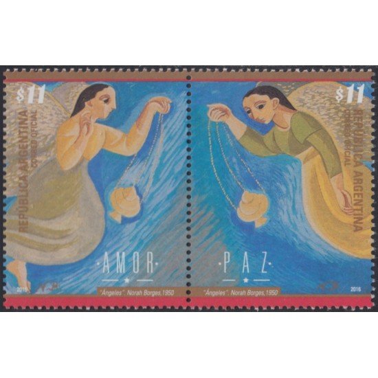 Argentina 3160/61 2016 Amor Ángeles Pintura de Norah Borges MNH