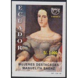 Upaep 1998 Ecuador 1430 Manuelita Saenz Sin dentar imperforated Upaep 1998 Ecuador 1430 Manuelita Saenz Sin dentar imperforated