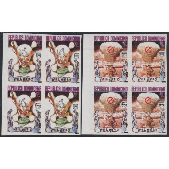 Upaep 1999 Dominicana 1397/98 Bl.4 Sin dentar imperforated Milenio sin armas Upaep 1999 Dominicana 1397/98 Bl.4 Sin dentar imperforated Milenio sin armas