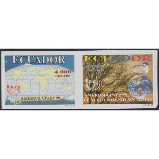 Upaep 1999 Ecuador 1473/74 Sin dentar imperforated Milenio sin armas