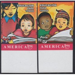 Upaep 2007 Perú 1698/99 Sin dentar imperforated Educación para todos Upaep 2007 Perú 1698/99 Sin dentar imperforated Educación para todos