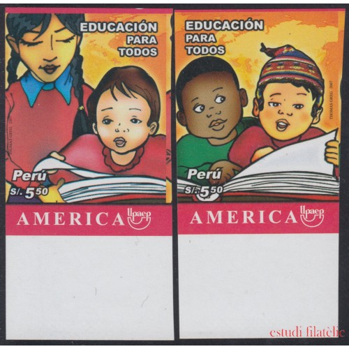 Upaep 2007 Perú 1698/99 Sin dentar imperforated Educación para todos