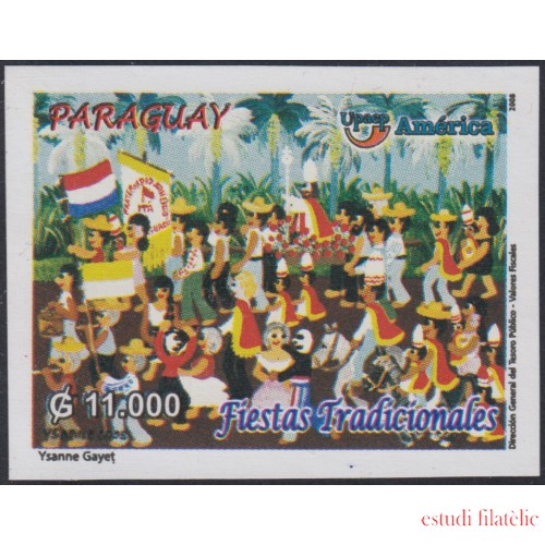 Upaep 2008 Paraguay 3011 sin dentar imperforated Fiestas Tradicionales