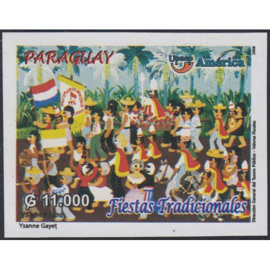 Upaep 2008 Paraguay 3011 sin dentar imperforated Fiestas Tradicionales Upaep 2008 Paraguay 3011 sin dentar imperforated Fiestas Tradicionales