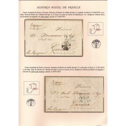 Francia Hoja montada con 2 cartas dirgidas a Gerona Francia Hoja montada con 2 cartas dirgidas a Gerona
