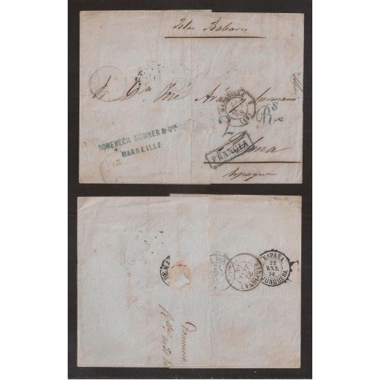 Francia Carta de Marsella a Palma de Mallorca 1858 Francia Carta de Marsella a Palma de Mallorca 1858