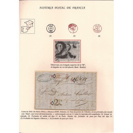 Francia Carta de Paris a Huesca 1854 Francia Carta de Paris a Huesca 1854