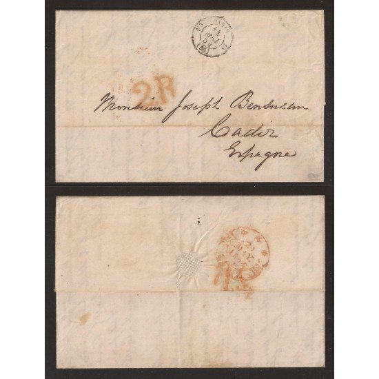 Francia Carta de Paris a Cadiz 1854 Francia Carta de Paris a Cadiz 1854