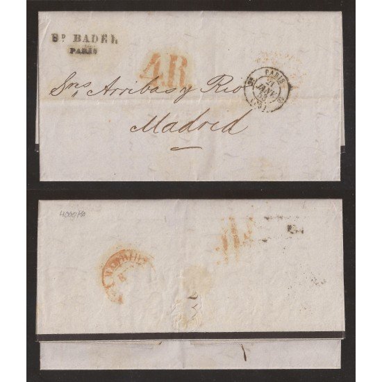 Francia Carta de Paris a Madrid 1853 Francia Carta de Paris a Madrid 1853