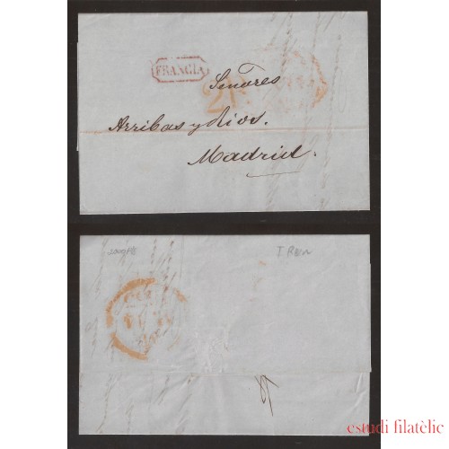 Francia Carta de Bayona a Madrid 1853