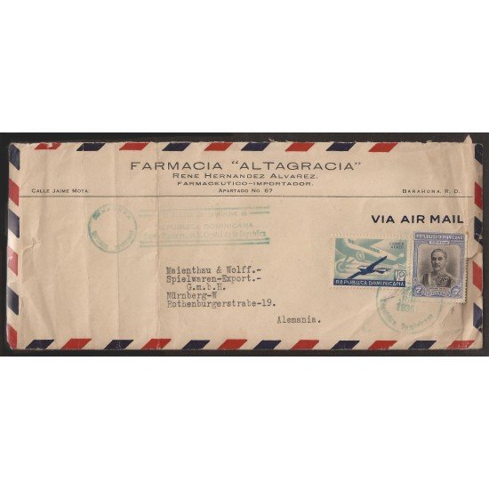 República Dominicana Carta de Barahona a Nuremberg (Alemania) 1935 República Dominicana Carta de Barahona a Nuremberg (Alemania) 1935