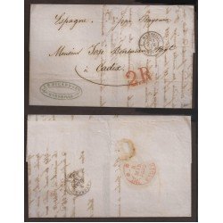 Francia carta de Marsella a Cadiz 1852 Via Bayona Francia carta de Marsella a Cadiz 1852 Via Bayona