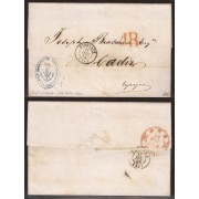 Francia Carta de Burdeos a Cadiz 1852 Resello Constatine Ship 