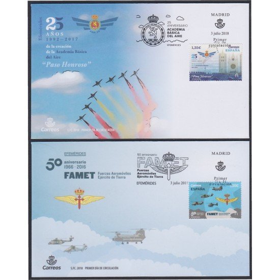 España Spain 5239/40 2018 50 Aniversario FAMET Fuerzas Aeromóviles Ejército de Tierra SPD Sobre Primer Día España Spain 5239/40 2018 50 Aniversario FAMET Fuerzas Aeromóviles Ejército de Tierra SPD Sobre Primer Día