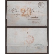 Francia carta de Le Havre a Cádiz 1852 