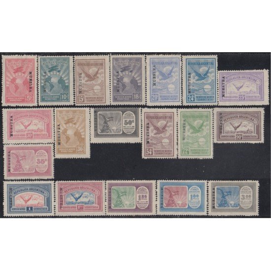 Argentina A- 1/19 1928 Sobretasa República Argentina Muestra MNH Argentina A- 1/19 1928 Sobretasa República Argentina Muestra MNH