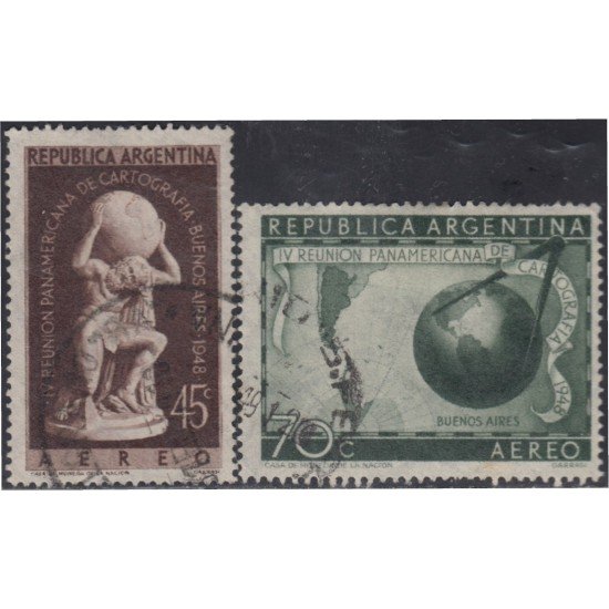 Argentina A- 31/32 1948/49 4° Reunión Panamericana de Cartografía usados