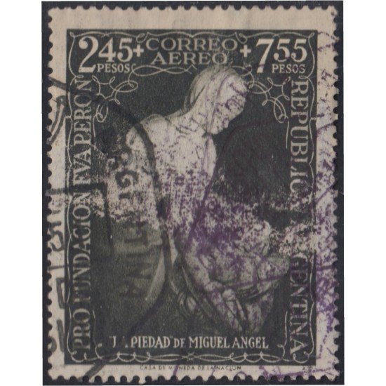 Argentina A- 41 1951 Sobretasa a favor de la Obras de Eva Perón Usado Argentina A- 41 1951 Sobretasa a favor de la Obras de Eva Perón Usado