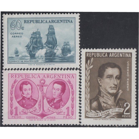 Argentina A- 43/45 1957 100° de la muerte del Almirante G. Brown MH Argentina A- 43/45 1957 100° de la muerte del Almirante G. Brown MH
