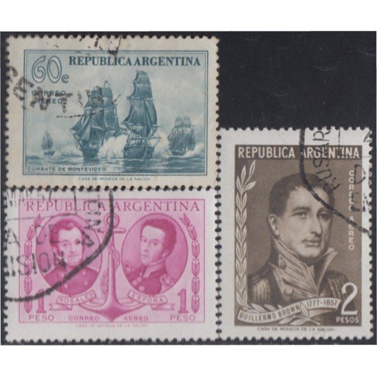 Argentina A- 43/45 1957 100° de la muerte del Almirante G. Brown usados Argentina A- 43/45 1957 100° de la muerte del Almirante G. Brown usados