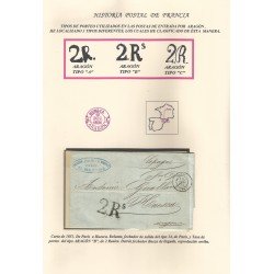 Francia Hoja montada con una carta de Paris a Huesca 1851 Francia Hoja montada con una carta de Paris a Huesca 1851
