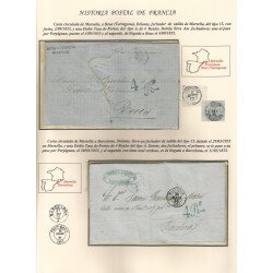 Francia Hoja montada con dos cartas dirigidas a Reus y Barcelona 1855 Francia Hoja montada con dos cartas dirigidas a Reus y Barcelona 1855