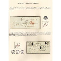 Francia Hoja montada con dos cartas a Madrid Francia Hoja montada con dos cartas a Madrid