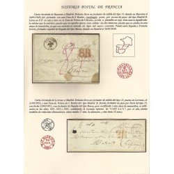 Francia Hoja montada con dos cartas dirigidas a Madrid Francia Hoja montada con dos cartas dirigidas a Madrid