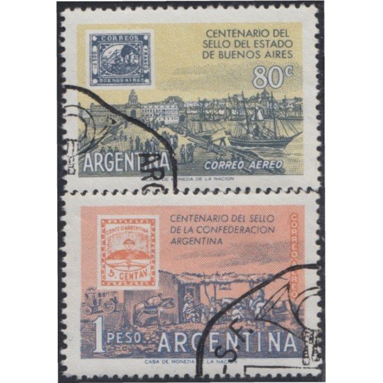 Argentina A- 60/61 1958 100° de los sellos del estado de Buenos Aires usados Argentina A- 60/61 1958 100° de los sellos del estado de Buenos Aires usados