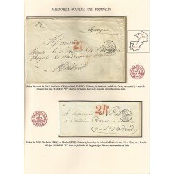 Francia Hoja montada con dos cartas dirigidas a Madrid Francia Hoja montada con dos cartas dirigidas a Madrid