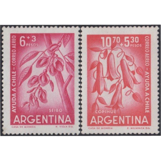 Argentina A- 74/75 1960 Ayuda a Chile MH Argentina A- 74/75 1960 Ayuda a Chile MH