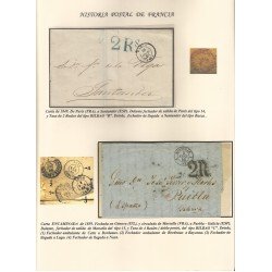 Francia Hoja montada con dos cartas dirigidas a Santander y Puebla Francia Hoja montada con dos cartas dirigidas a Santander y Puebla