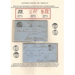 Francia Hoja montada con dos cartas de Olorón a Castro-Urdiales 1857-58 Francia Hoja montada con dos cartas de Olorón a Castro-Urdiales 1857-58
