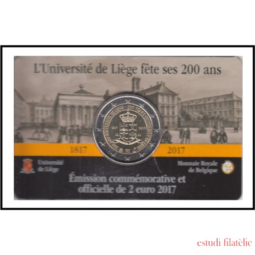 Bélgica 2017 Cartera Oficial Coin Card Moneda 2 € conm Universidad Lieja 